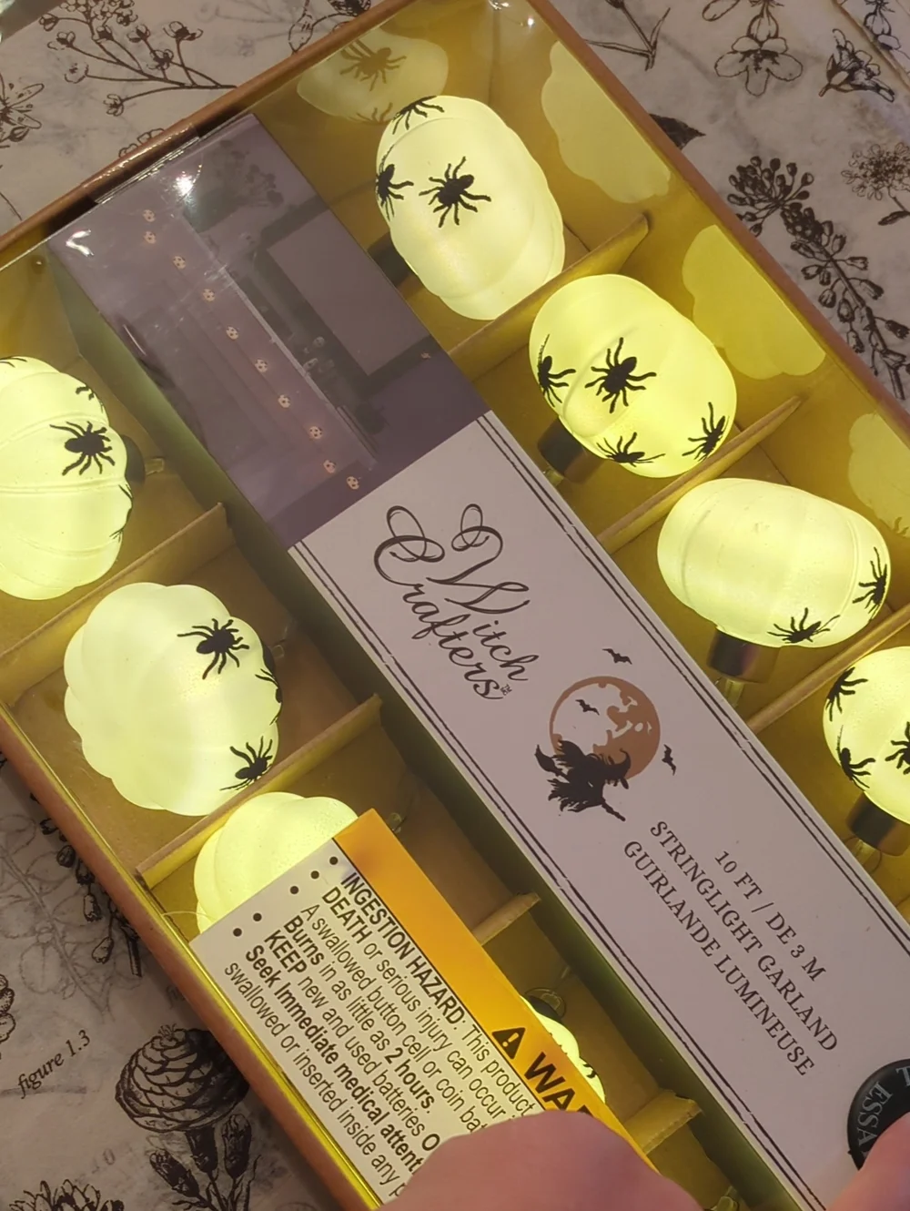 Witch Crafters White Pumpkin String Lights with Spider Accents Halloween 🎃🎃🎃
